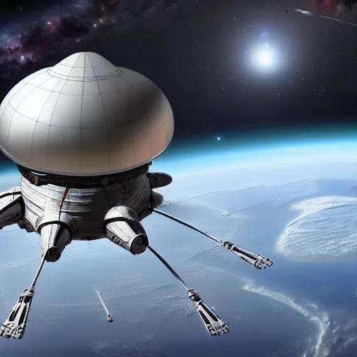 Image similar to of spaceship very large colony strange people in space, very large structure