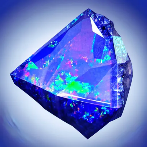 Image similar to a rare mineral rock, in a dark studio room, vaporwave theme. Tanzanite, Opal, Kunzite. in the style of artgerm.