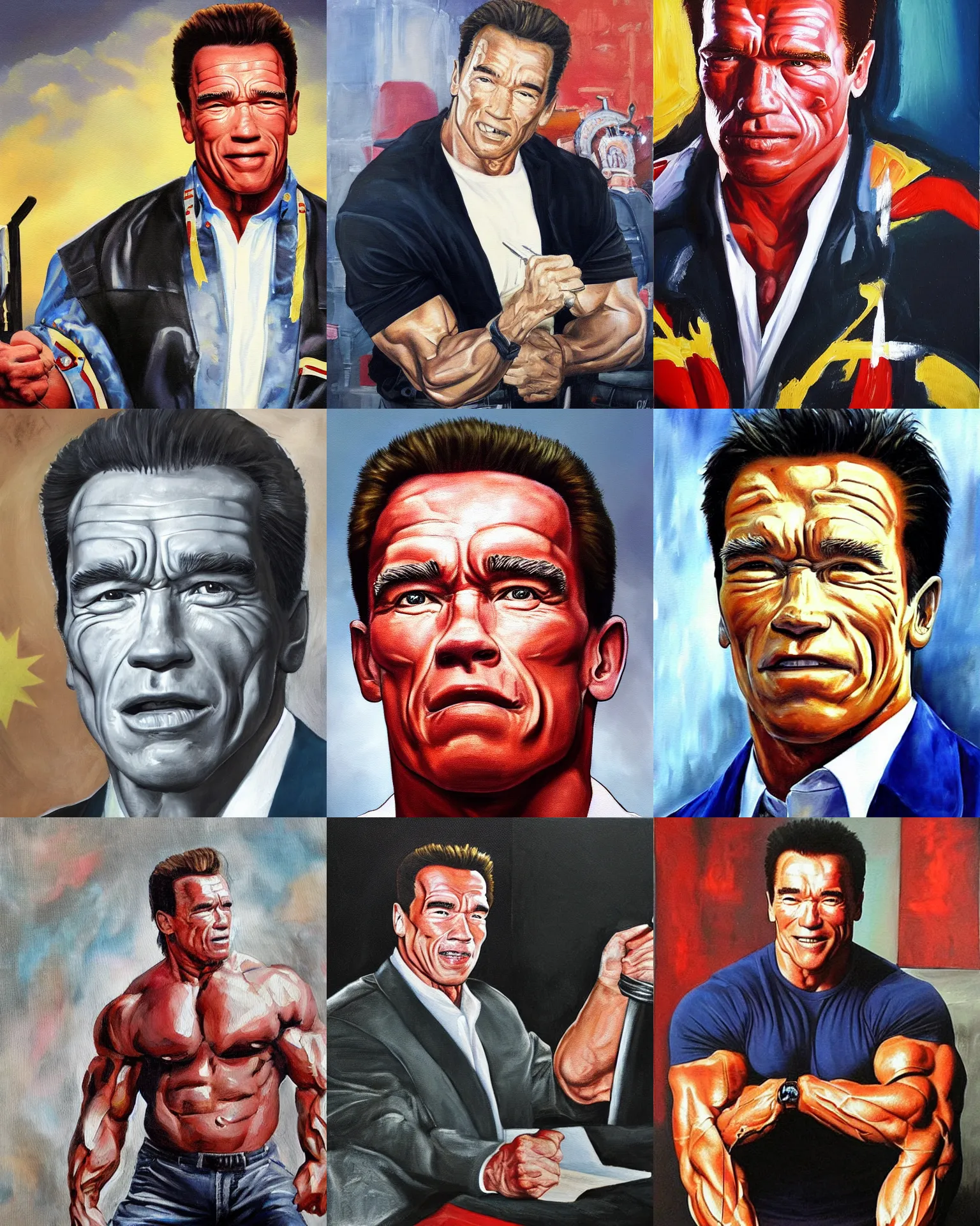 Prompt: a painting of a Arnold Schwarzenegger is a chinese man