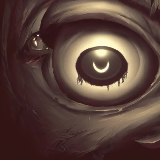 Image similar to a close up image of an eye of the watcher, eerie, dark color scheme, horror, artstation, cgsociety