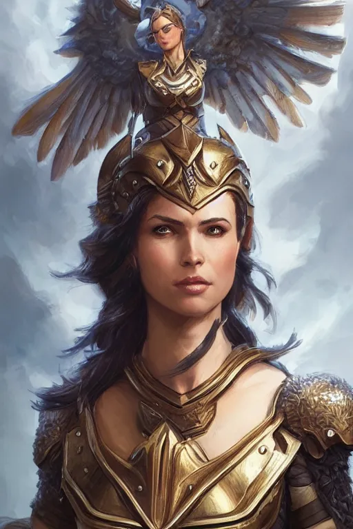 Image similar to amazon valkyrie athena, d & d, fantasy, portrait, highly detailed, headshot, digital painting, trending on artstation, concept art, sharp focus, illustration, art by artgerm and greg rutkowski and magali villeneuve