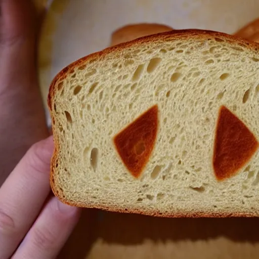 Prompt: a piece of bread that is really angry