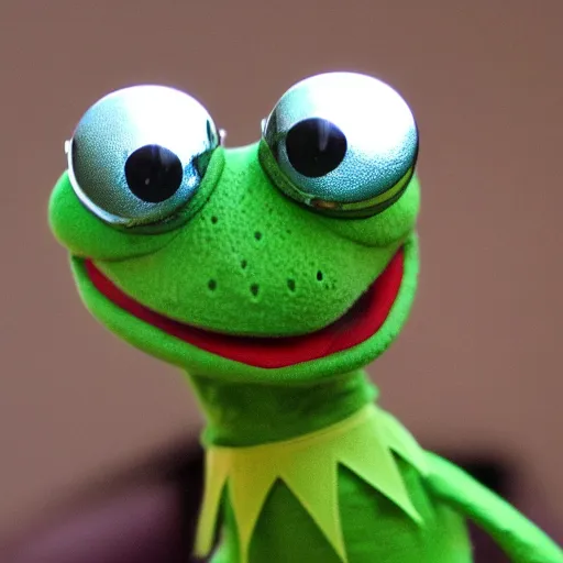 Image similar to kermit the frog made entirely of chrome