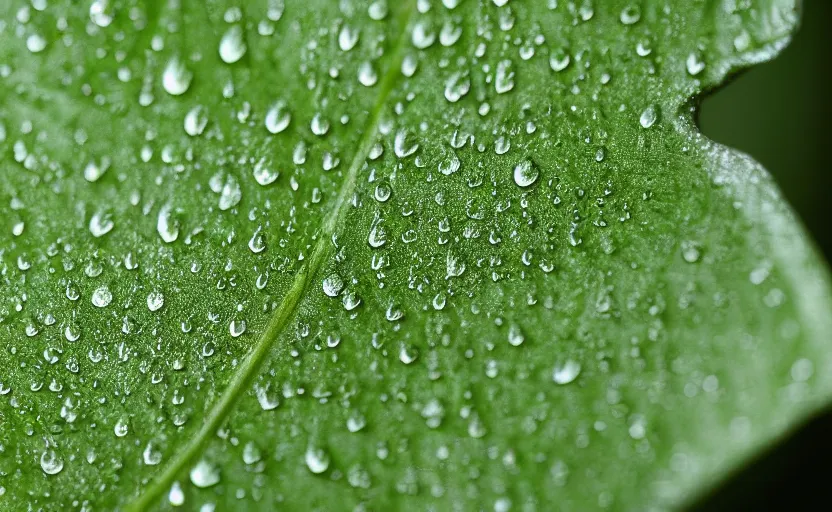 Image similar to zoom in of a tree leaf, highly detailed, water drops