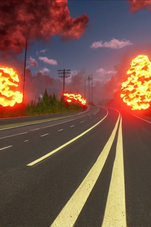 Image similar to highway to hell. unreal engine