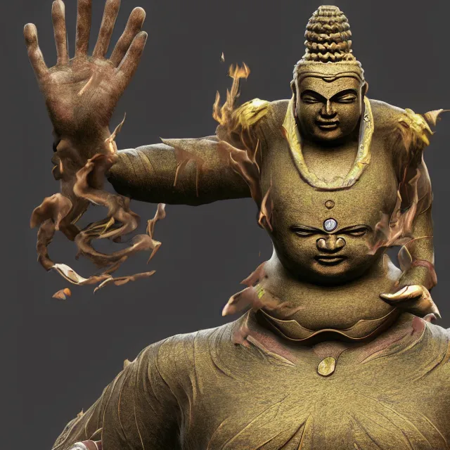 Prompt: buddha monster in mortal kombat, 3 d fighter videogame render, 4 k, artstation