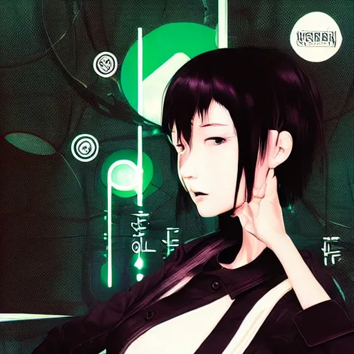 Prompt: Frequency indie album cover, luxury advertisement, green filter, green and black colors. highly detailed post-cyberpunk sci-fi close-up schoolgirl in asian city in style of cytus and deemo, mysterious vibes, by Ilya Kuvshinov, by Greg Tocchini, nier:automata, set in half-life 2, beautiful with eerie vibes, very inspirational, very stylish, with gradients, surrealistic, dystopia, postapocalyptic vibes, depth of field, mist, rich cinematic atmosphere, perfect digital art, mystical journey in strange world, beautiful dramatic dark moody tones and studio lighting, shadows, bastion game, arthouse