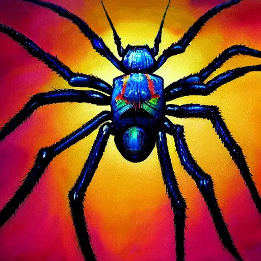 Prompt: a painting of spider , made of multicolored crystals, fantasy art, realistic