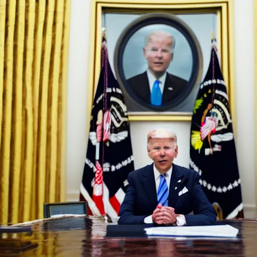 Image similar to 4 k portrait sony a 7 f 2. 8 of president joe biden as a muslim terrorist taliban leader in the oval office