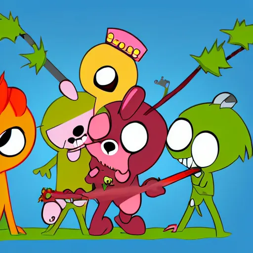 Prompt: Happy Tree Friends, 2D vector art