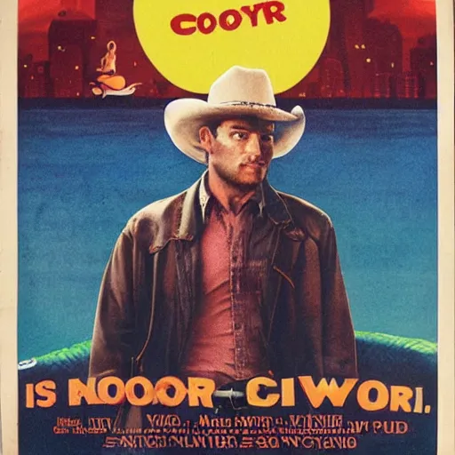 Prompt: a movie poster of a crocodile cowboy