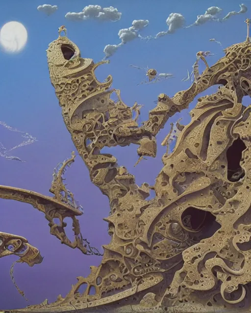 Image similar to conversano, apulia by roger dean, biomechanical, 4 k, hyper detailed