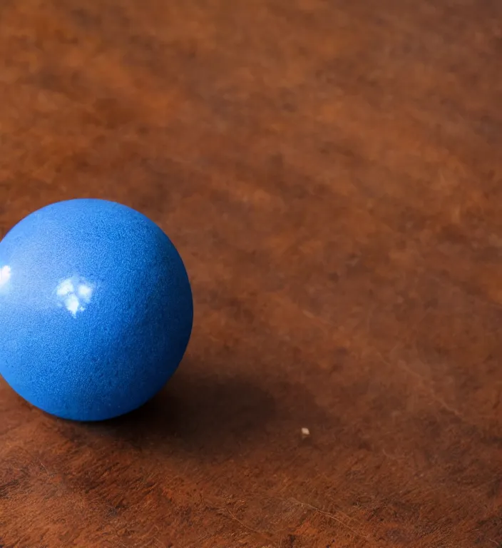 Image similar to a blue ball on a table