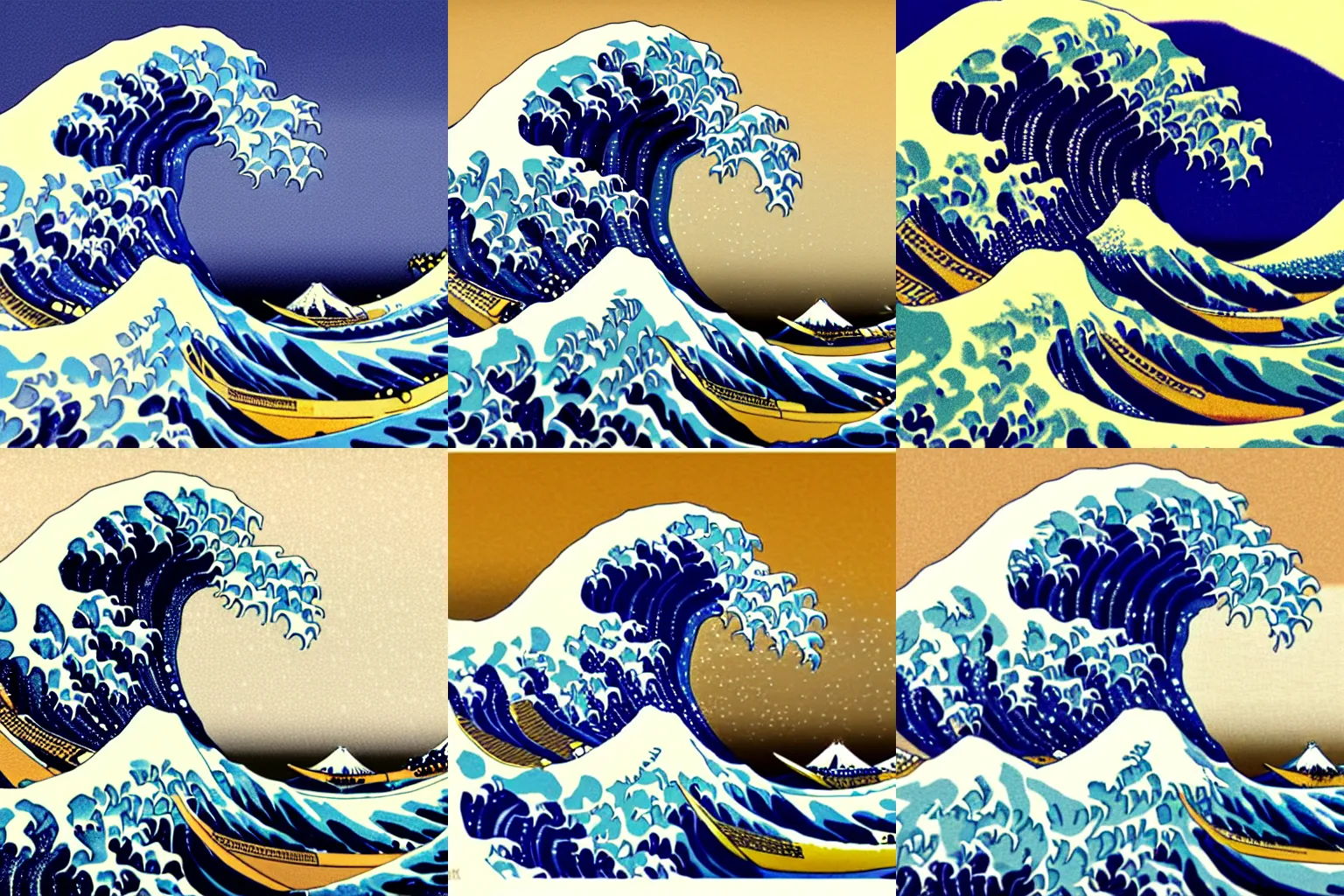 Prompt: great wave off kanagawa, digital art,