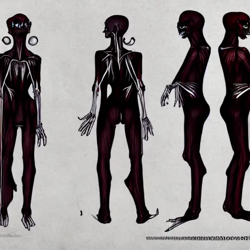 Prompt: vampire anatomy reference sheet,