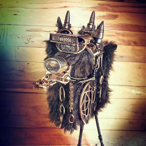 Image similar to a steampunk llama, detailed