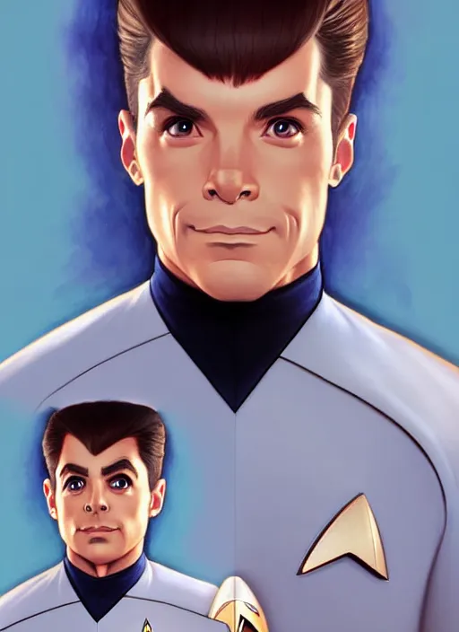 Prompt: cute star trek officer chris mears, natural lighting, path traced, highly detailed, high quality, digital painting, by don bluth and ross tran and studio ghibli and alphonse mucha, artgerm