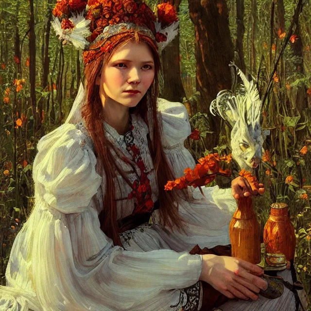 Image similar to russian folk fairytales, an ultrafine detailed painting, academic art, detailed realistic faces, artstation, by pavel korin, viktor vasnetsov