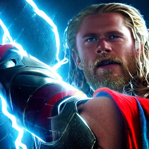 Image similar to thor punching a wall in 4 k