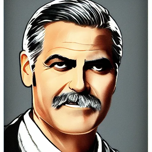 Prompt: black light poster of george clooney as wyatt earp, high detail