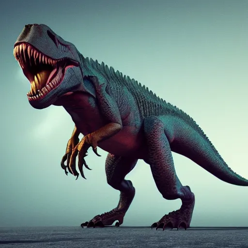 Image similar to a t-rex with alien mutation, octane render, 3D