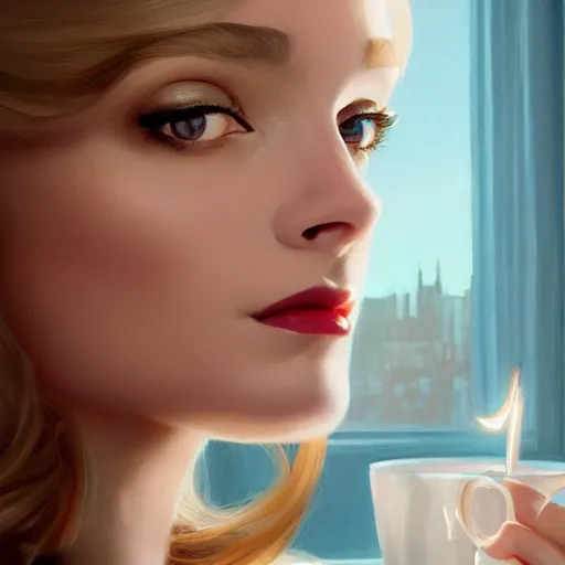 Image similar to blonde holly golightly in breakfast at tiffany's, anatomy, bathed in light, highly detailed, photorealistic, artstation, smooth, sharp focus, illustration, unreal engine 5, 8 k, art by artgerm and greg rutkowski and edgar maxence