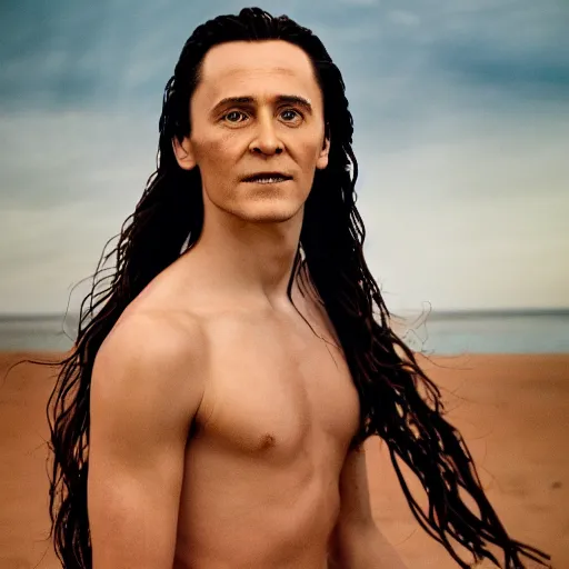Prompt: portrait of a young loki, beach pic, depth of field, zeiss lens, detailed, symmetrical, centered, fashion photoshoot, by annie leibovitz and steve mccurry, david lazar, jimmy nelsson, breathtaking, 8 k resolution, extremely detailed, beautiful, establishing shot, artistic, hyperrealistic, beautiful face, octane render