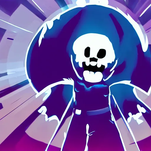 Image similar to super powerful sans, action pose, character portrait, undertale, fan art, alternate universe, epic, cool, awesome, digital art