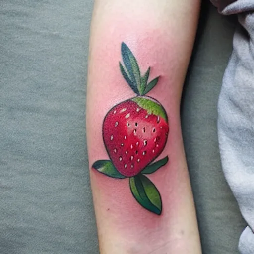 Prompt: tattoo of a strawberry