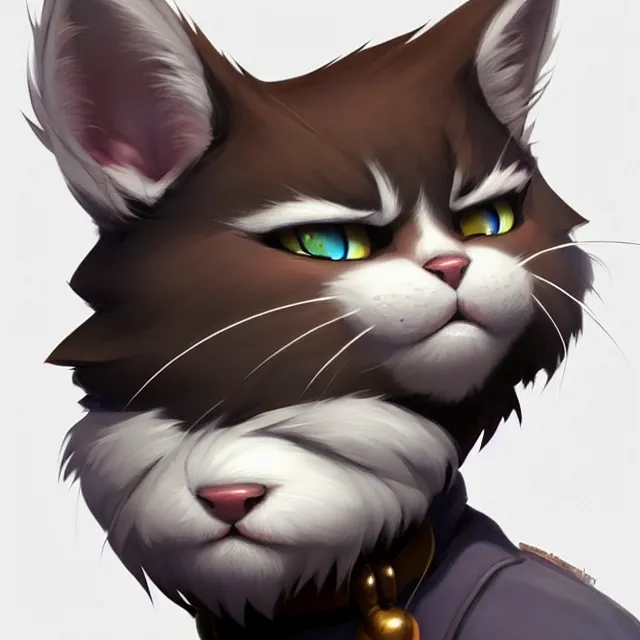 Image similar to character concept art of a young male anthropomorphic furry cat | | cute - fine - face, pretty face, key visual, realistic shaded perfect face, fine details by stanley artgerm lau, wlop, rossdraws, james jean, andrei riabovitchev, marc simonetti, and sakimichan, trending on artstation