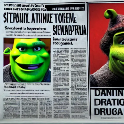 Image similar to newspaper article shrek arrested drug possession