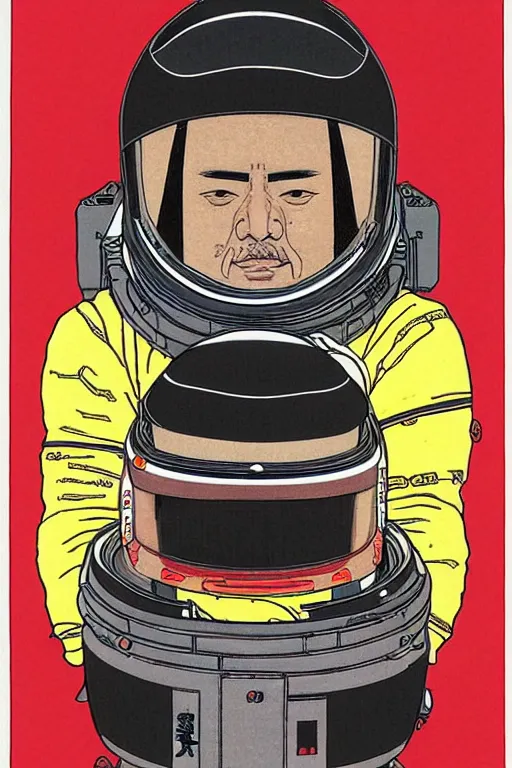 Prompt: portrait of a astronaut in samurai helmets, by katsuhiro otomo