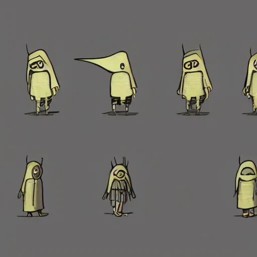 Prompt: little nightmares anesthetic character design