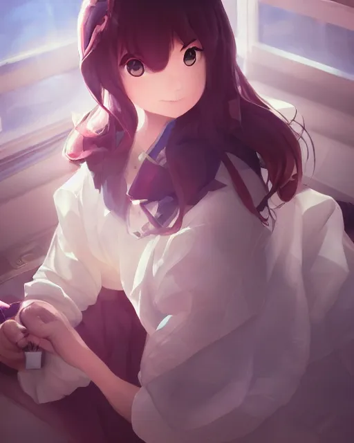 Image similar to a girl cosplaying as sleepytime tea, adorable outfit, full shot, atmospheric lighting, perfectly shaded body, detailed face, by makoto shinkai, stanley artgerm lau, wlop, rossdraws