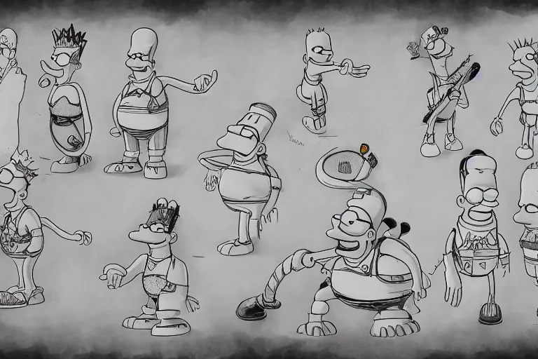 Image similar to Homer Simpson, Epic Mickey Concept art, character sheet