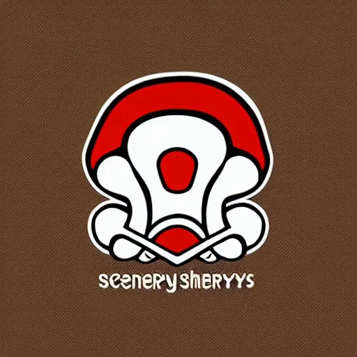Image similar to spencers shroomery logo. mushroom theme, cottagecore style, by aaron draplin