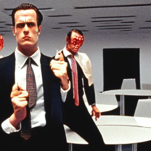 Prompt: Bureaucracy in American Psycho (1999)