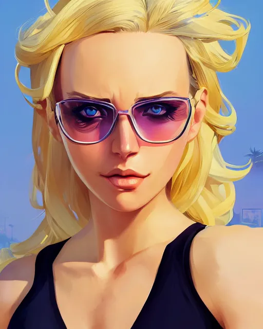 Prompt: lux beautiful female blond hair glasses symmetrical face eyes full length fantasy art Video game icon, 2d game art gta5 cover , official fanart behance hd artstation by Jesper Ejsing, by RHADS, Makoto Shinkai and Lois van baarle, ilya kuvshinov, rossdraws