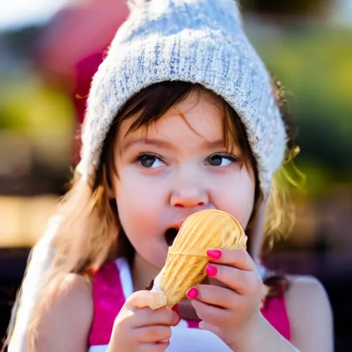 Image similar to photo of little girl eating an ice cream