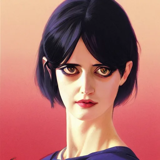 Prompt: eva green portrait as manga girl, realistic shaded perfect face, fine details. anime. realistic shaded lighting poster by ilya kuvshinov katsuhiro otomo ghost - in - the - shell, magali villeneuve, artgerm, jeremy lipkin and michael garmash and rob rey