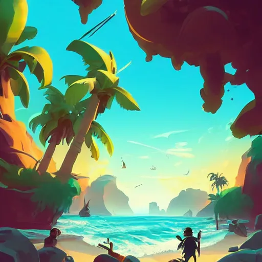 Image similar to painting treasure on sea of thieves game smooth median photoshop filter cutout vector, behance hd by jesper ejsing, by rhads, makoto shinkai and lois van baarle, ilya kuvshinov, rossdraws global illumination