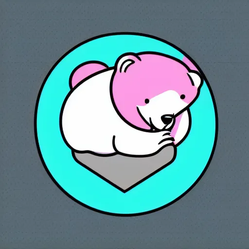 Image similar to a cute pink fluffy vector podcast logo of a streaming bear, golden ratio, iconic, award winning, line art, bold, playful