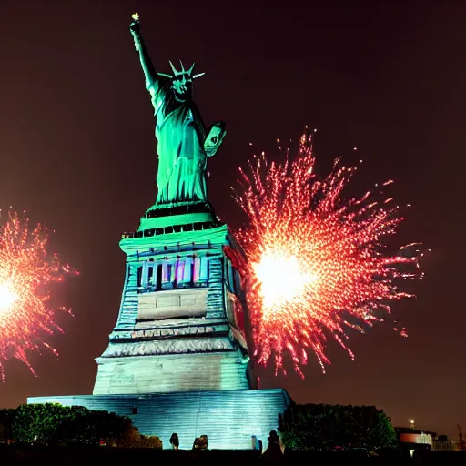 Image similar to liberty statue explode into pieces