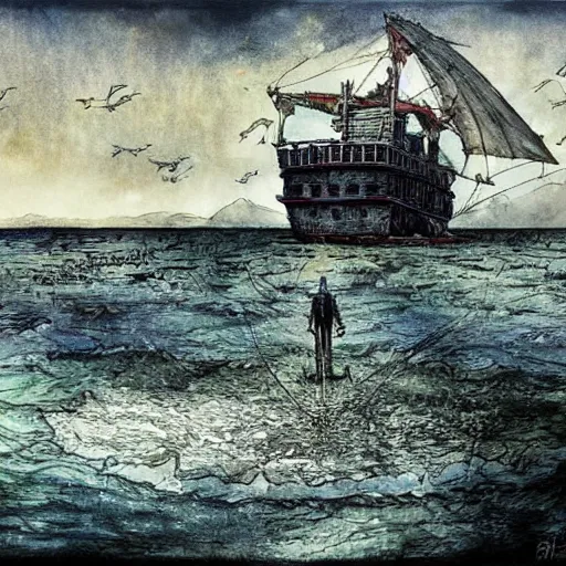 Image similar to monster in the sea by enki bilal