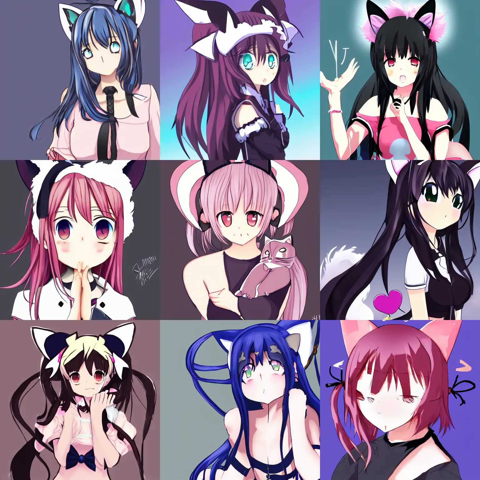 Prompt: anime girl with cat ears, trending on pixiv