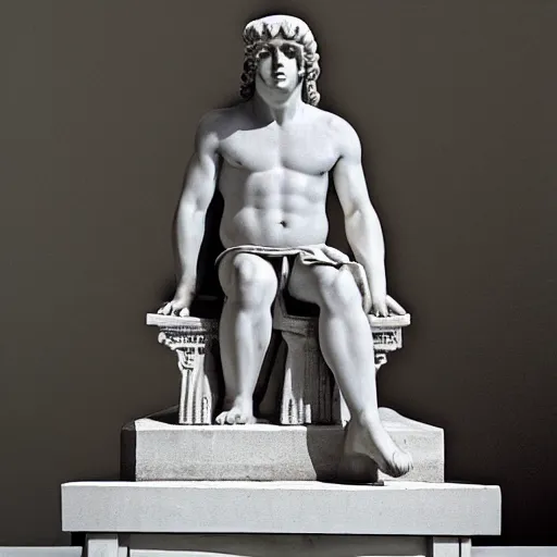 Image similar to greek statue of stewie griffin, photograph