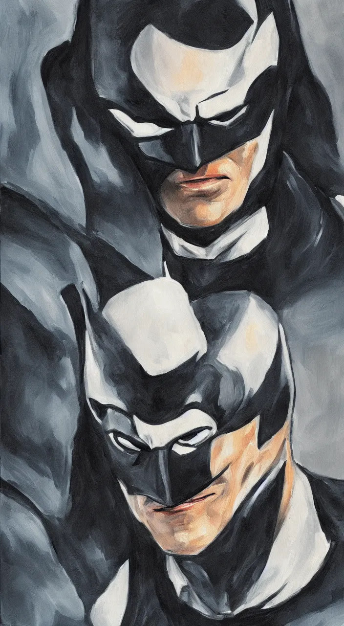 Prompt: a portrait painting of the batman