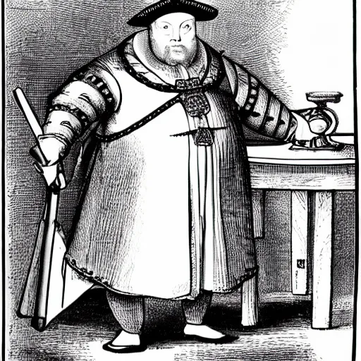 Image similar to henry viii dressed as a vacuum cleaner