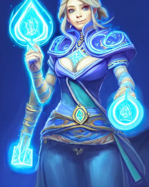 Image similar to perfectly - centered!! looking at the camera!!! full body portrait of the female blue mage, bright lighting, intricate abstract upper body intricate artwork, by hearthstone, concept art, hearthstone mastered art