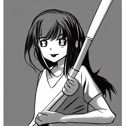 Image similar to girl with baseball bat in manga style